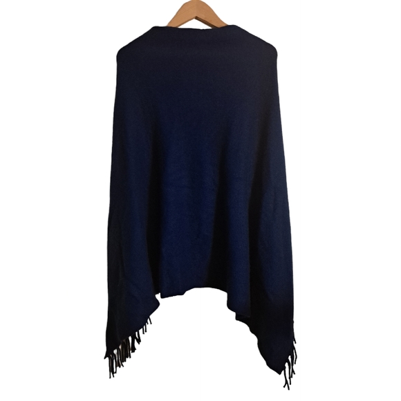 J. Mclaughlin Button Front Fringed Cashmere Poncho - Picture 5 of 5